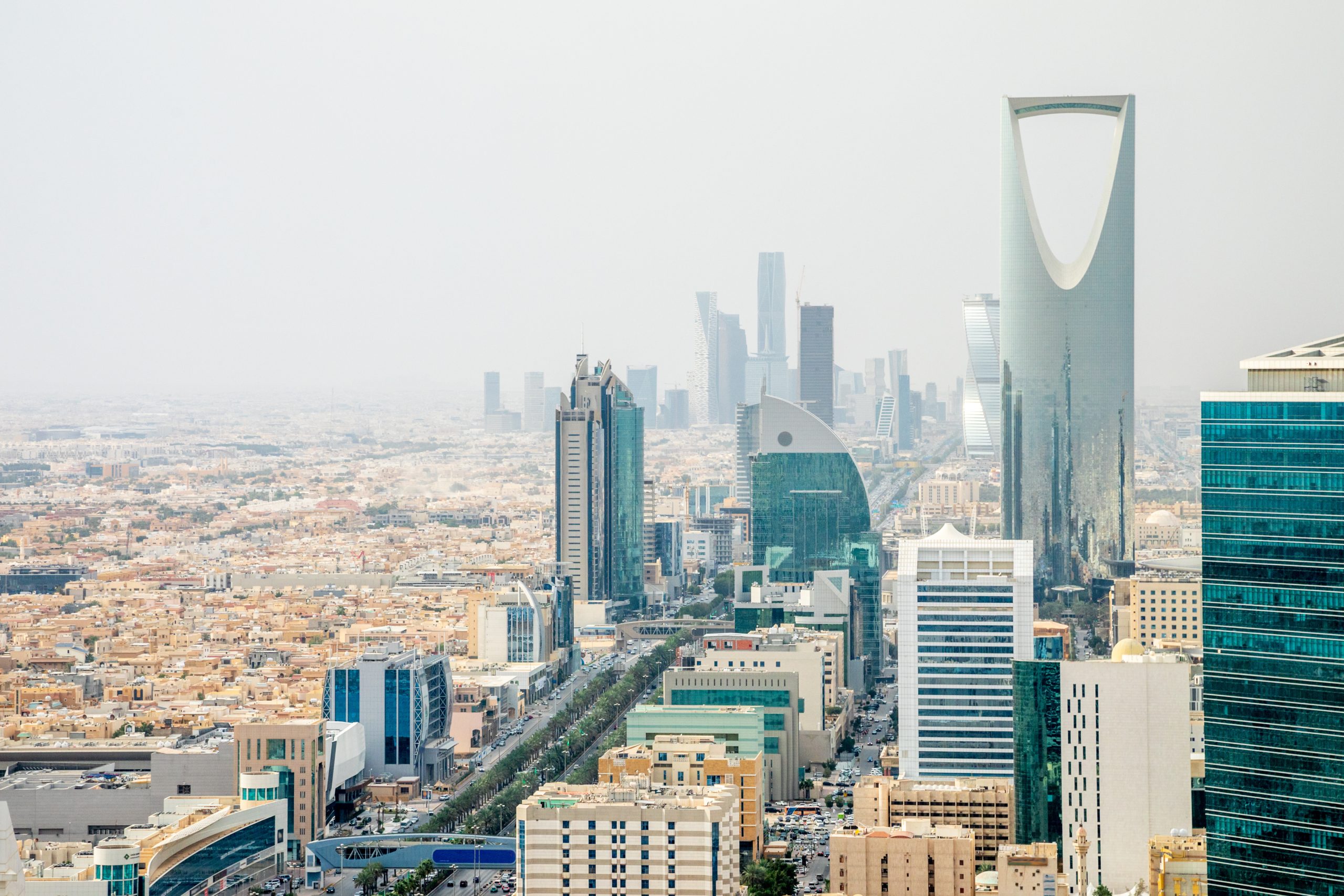Aerial panorama of downtown of Riyadh city, Al Riyadh, Saudi Ara